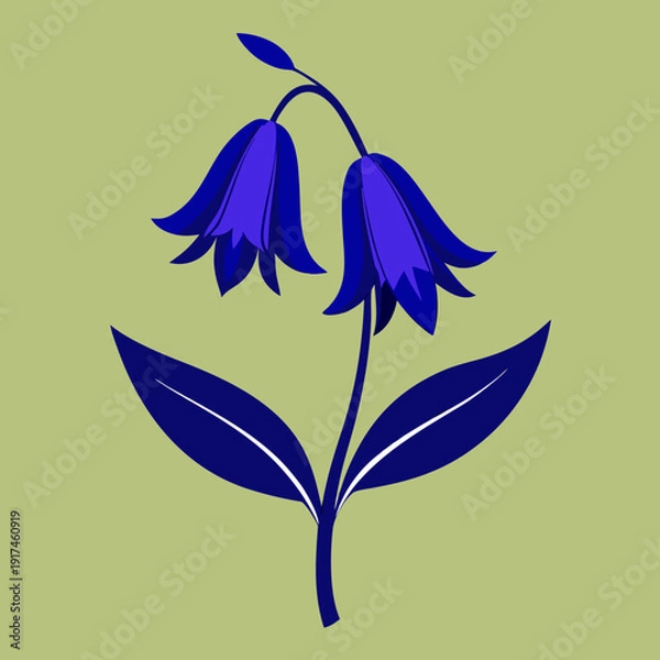 Obraz Minimal Blue Bell Flower Vector Illustration