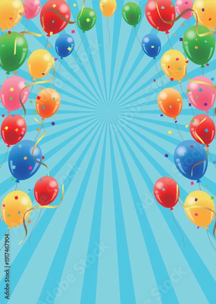 Obraz バルーン集中背景、かわいい、縦