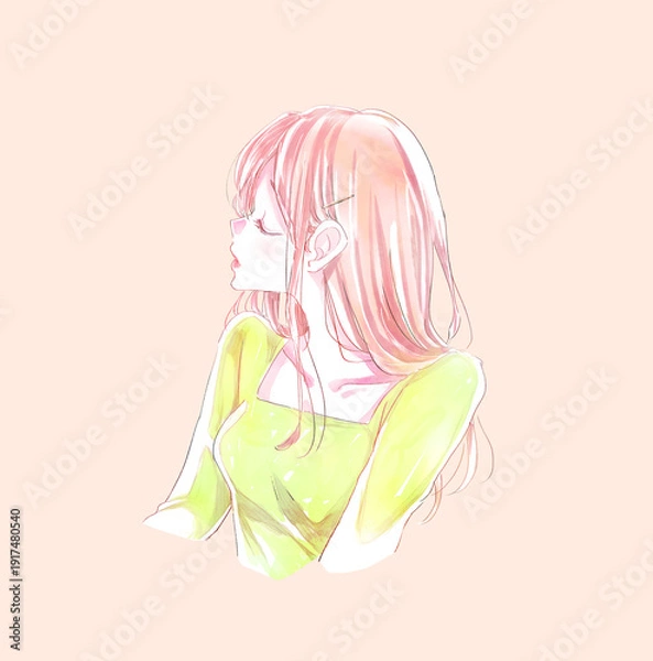 Obraz 目を閉じている女性　横顔