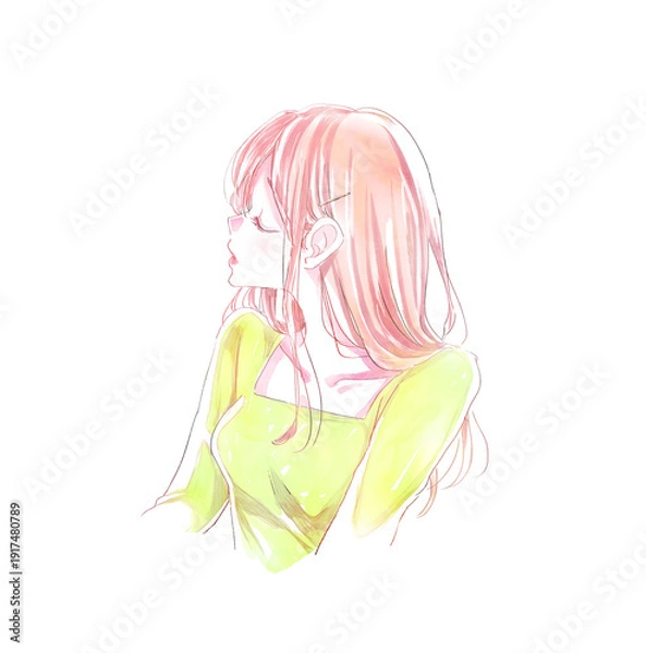 Obraz 目を閉じている女性　横顔