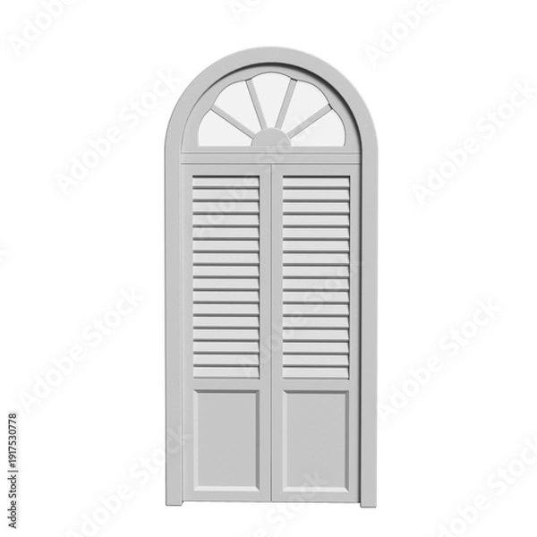 Obraz Elegant White Arched Louvered Door Shutter