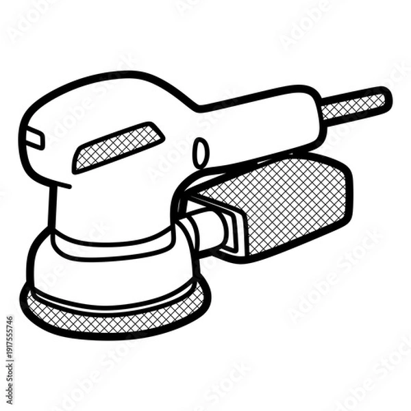 Obraz black and white circular electric sander, editable lines