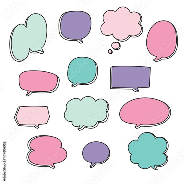 Obraz 立体感のある手描き吹き出しセット【ピンク系】