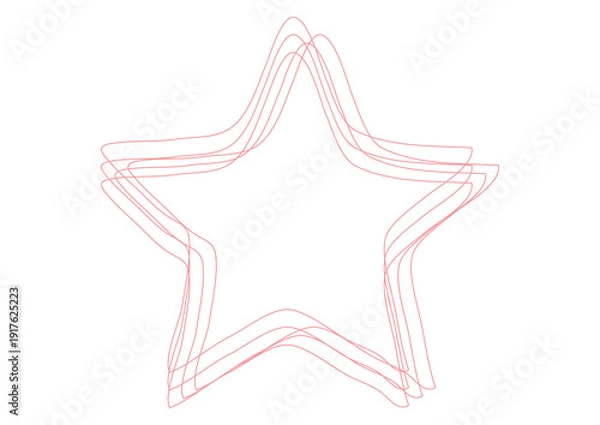 Obraz 手書き風の星型フレーム・子供向けやお祝いに使えるピンクのラフなラインの星の枠