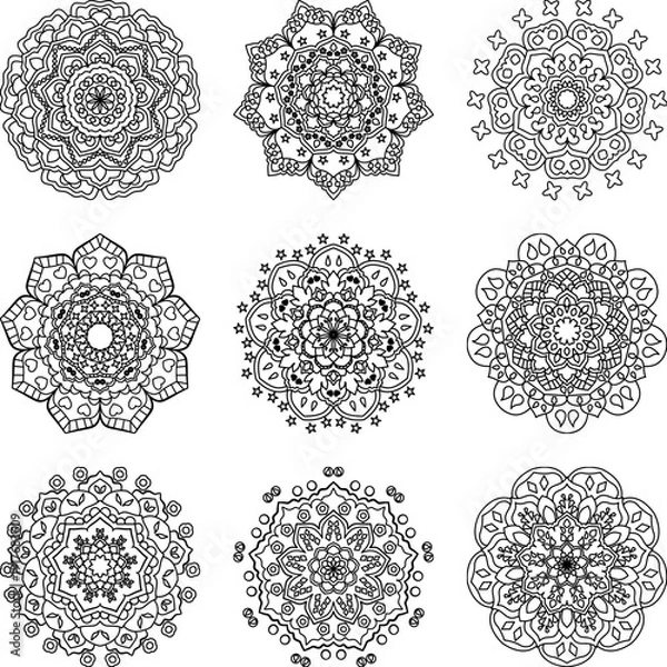 Obraz Vector Hand Drawn Mandala Background Black And White 