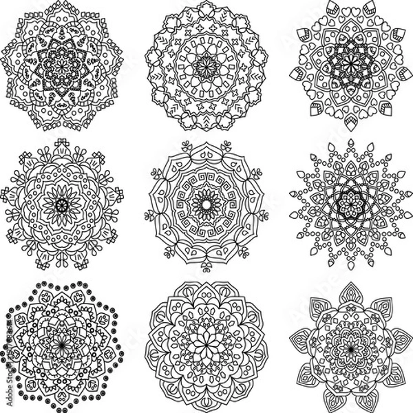 Obraz Vector Hand Drawn Mandala Background Black And White 