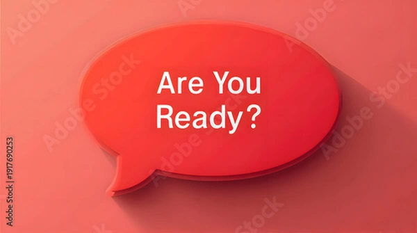 Obraz Red 3D Speech Bubble with "Are You Ready?"