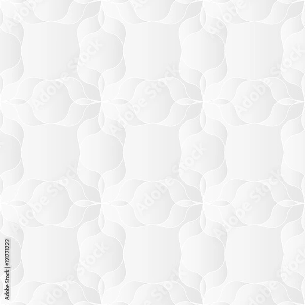 Obraz Neutral white abstract texture. Decorative background with 3d pleated paper effect. Vector seamless repeating pattern.