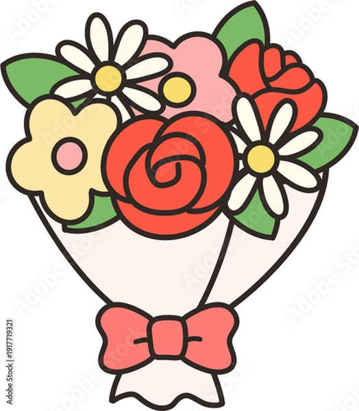 Obraz 장미 데이지 꽃다발