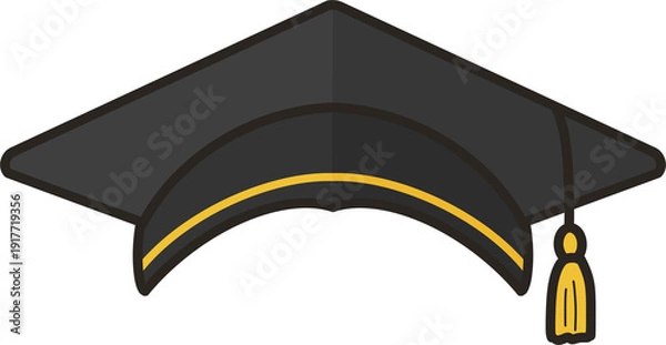 Obraz 노란색 띠 장식이 있는 검정 학사모