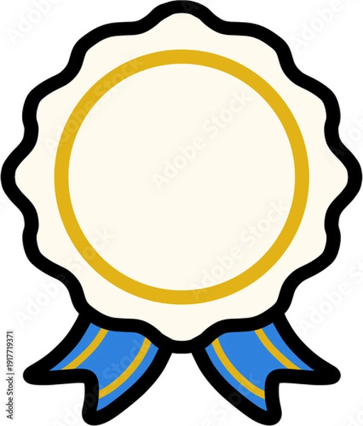 Obraz  파란 리본 달린 인증 배지 도장 프레임 일러스트