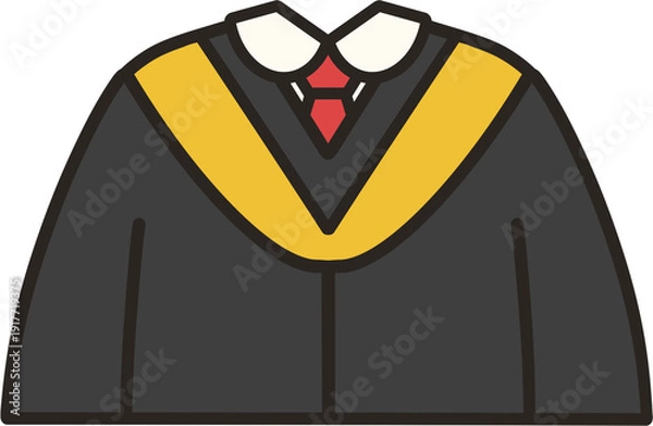 Obraz 노란 숄더 장식이 있는 졸업가운 학위복 상반신 일러스트