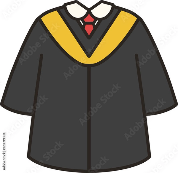 Obraz 노란 숄더 장식이 있는 졸업가운 학위복 일러스트
