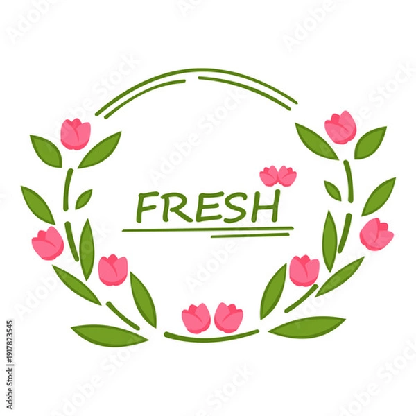 Obraz Fresh botanical wreath badge vector