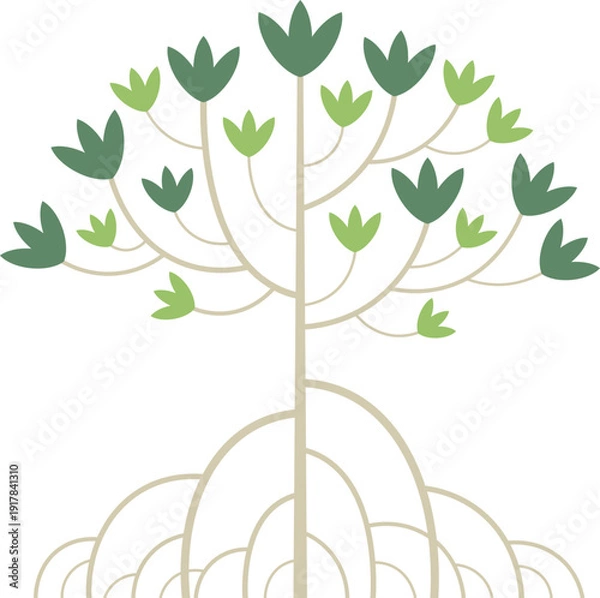 Obraz mangrove tree with root illustration.