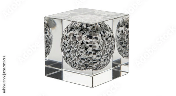 Obraz Abstract Crystal Cube with Speckled Sphere Inside