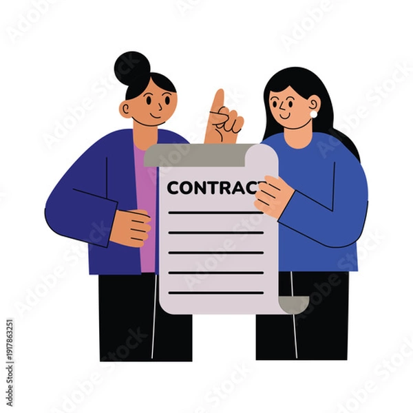 Obraz Parteners holding contract Vector illustration