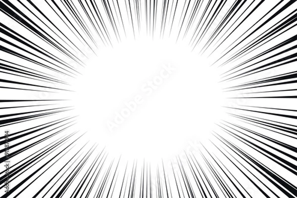 Obraz 集中線フレーム（中央余白・漫画風スピード線）