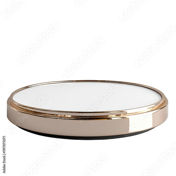 Obraz Octagonal white platform with metallic trim feature on transparent background