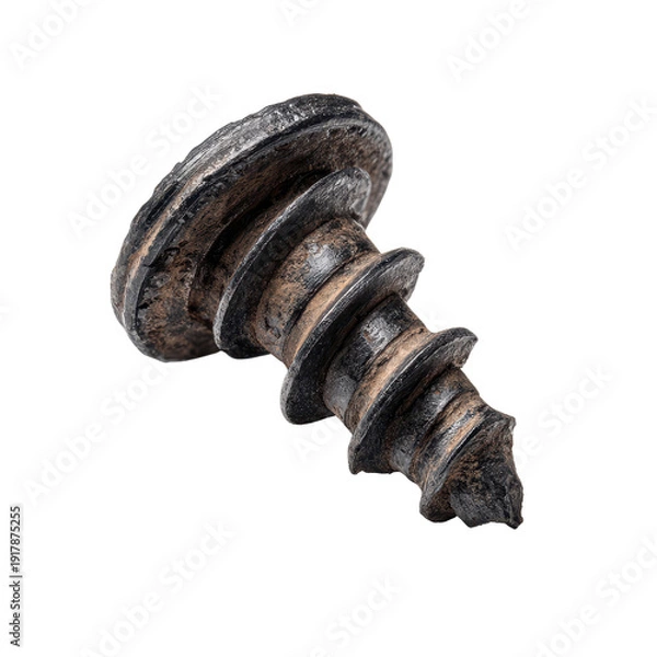 Obraz old metal screw broken on transparent background