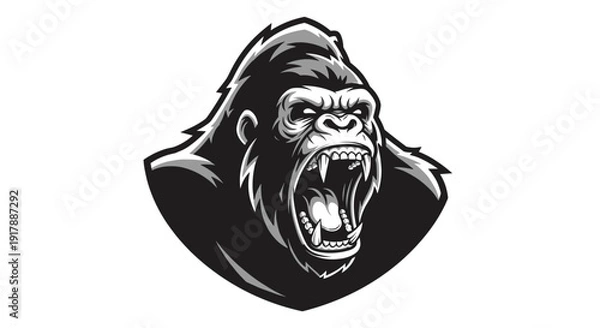 Obraz Aggressive Gorilla Head Illustration Design.