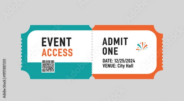 Obraz Event Access Ticket with QR Code.