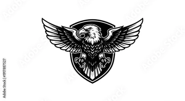 Obraz Eagle emblem with shield and wings.