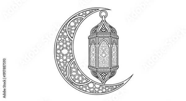 Obraz Islamic Lantern with Crescent Moon Symbol.