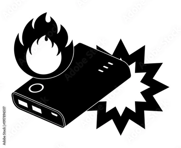 Obraz 故障して発火するモバイルバッテリー