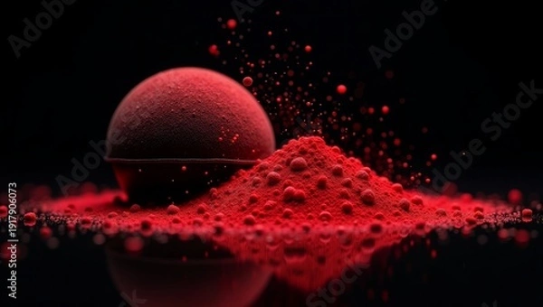 Obraz Crimson powder sphere exploding vibrant particles explosion