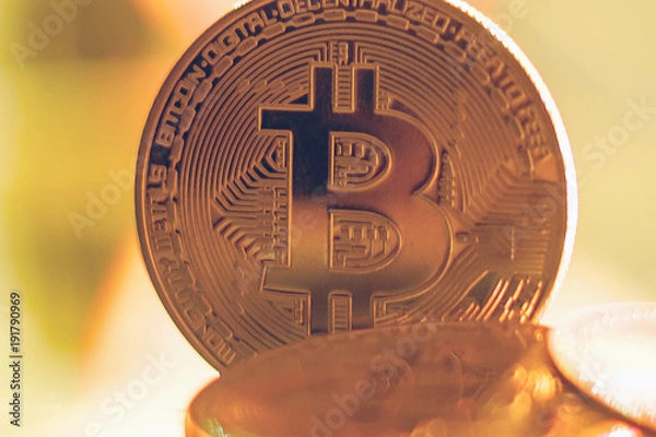 Obraz Bitcoin gold background, lights
