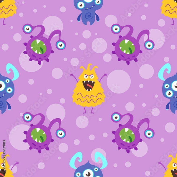 Fototapeta pattern with colorful funny bacteria 