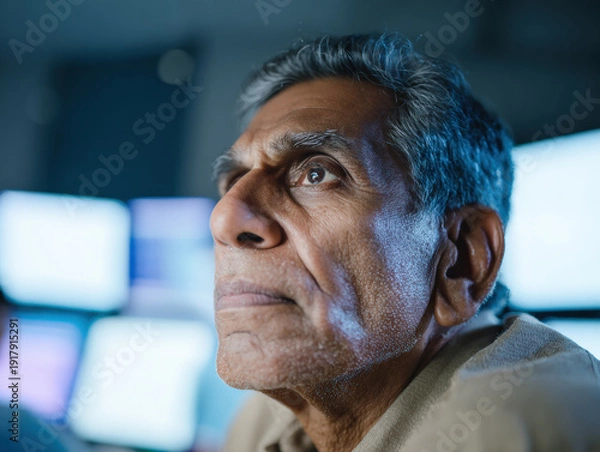 Fototapeta Focused Elderly Man