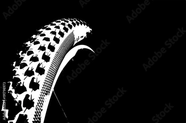 Obraz Cover the bicycle wheel. Moto concept on a black background. Graphical representation of the contour of a bicycle wheel