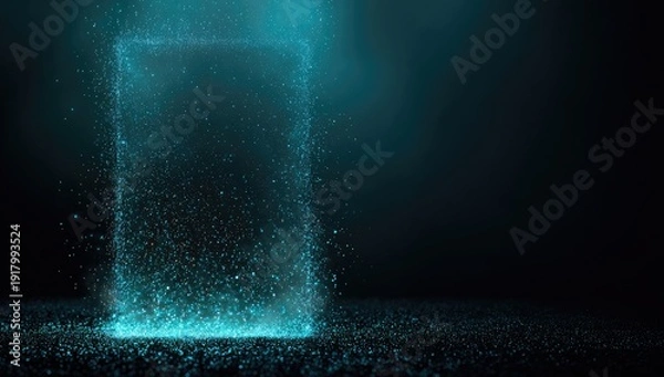 Obraz Glowing ethereal rectangular structure emitting particles, dark blue ambiance
