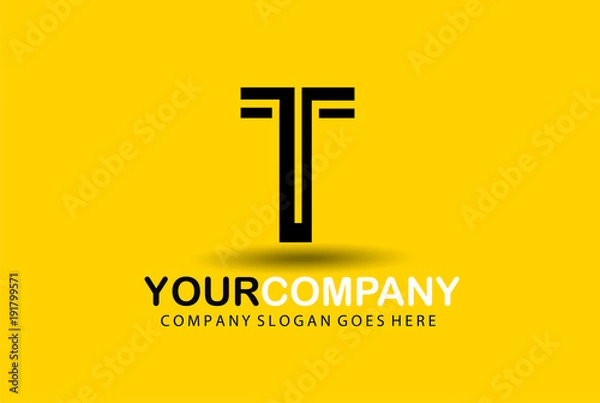 Fototapeta Creative Vector Line Letter T Alphabet Symbol