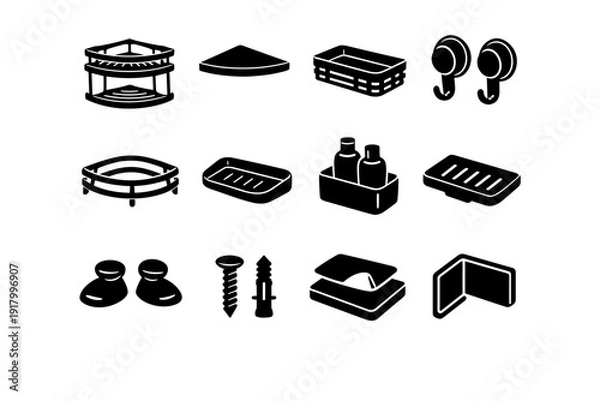 Obraz Icon pad generation tray image adhesive bottle mounting vector screws simple triangular