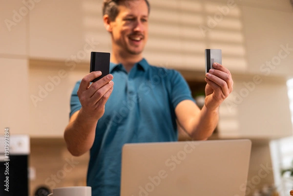 Obraz Man Shopping Online