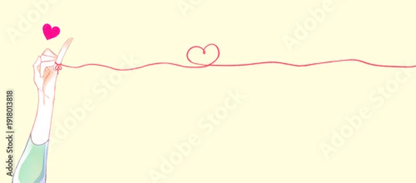 Obraz 運命の赤い糸を結んでいる女性の手