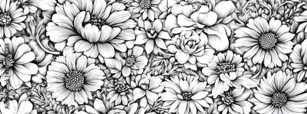 Obraz Black and White Floral Pattern Background.