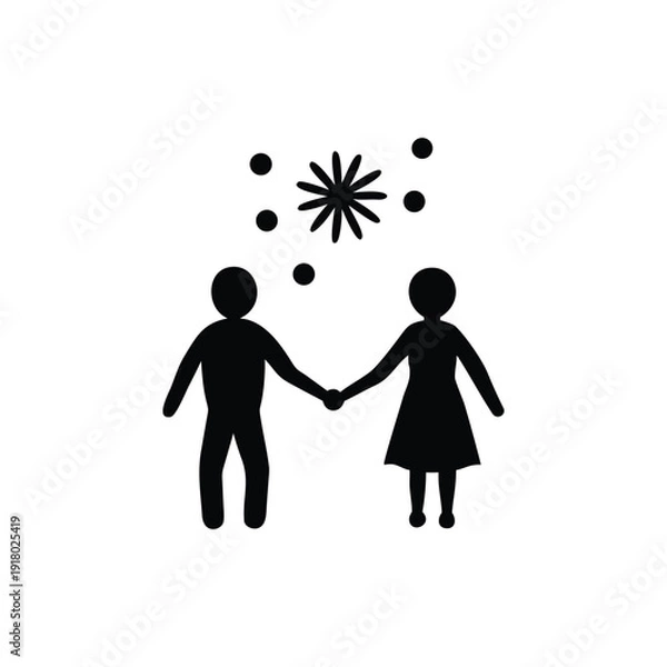 Obraz Couple holding hands under exploding champagne