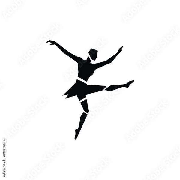 Obraz Dancer silhouette in mid-air ballet pose vector