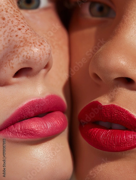 Obraz two faces close up portrait lips makeup