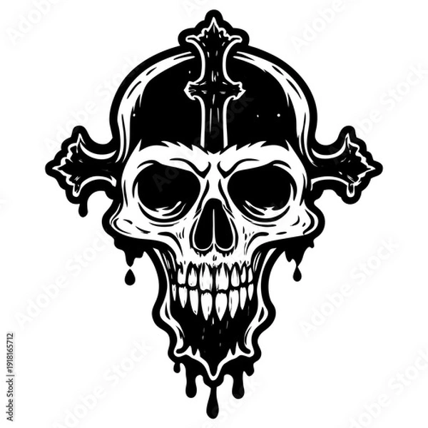 Obraz Morbid Skull Head Line Art 