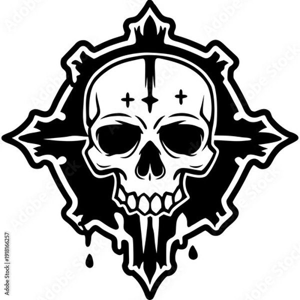 Obraz Morbid Skull Head Line Art 