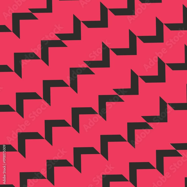 Obraz Bold Pink and Black Zigzag Seamless Pattern Modern Geometric Abstract Background