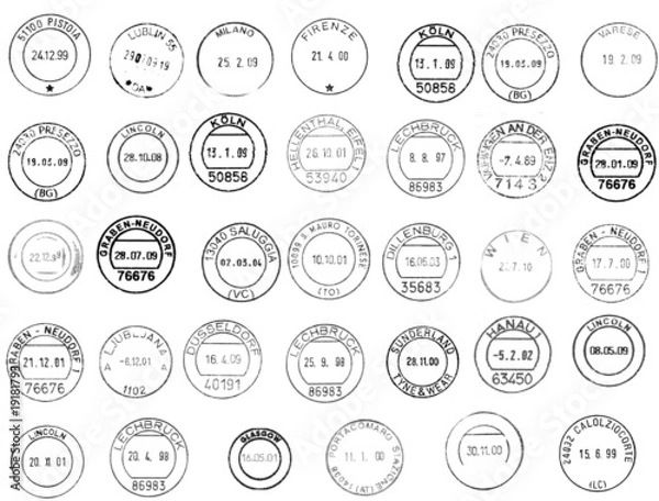 Obraz european circular postmarks (blacks)