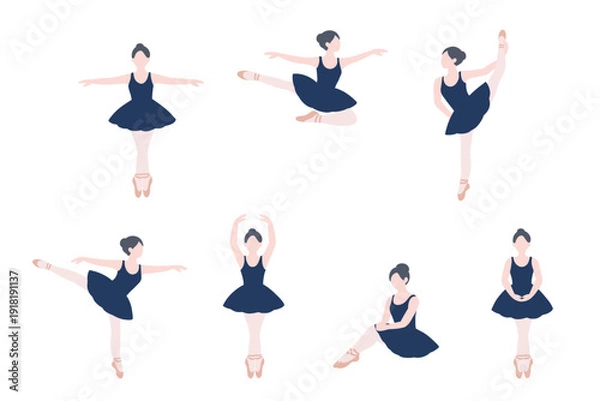 Obraz フラットイラスト　バレリーナのイラスト　バレエ