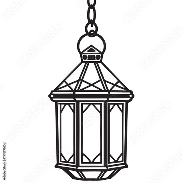 Obraz Ramadan Lantern Line Art Vector 