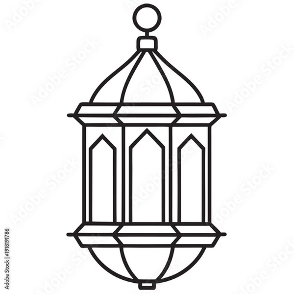 Obraz Ramadan Lantern Line Art Vector 
